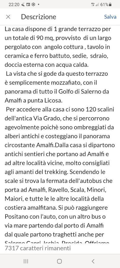 La Casina Del Pennolo, Casa Stani 60 Mq. Villa Conca dei Marini Kültér fotó